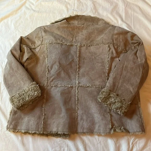 Lane Bryant Penny Lane Jacket Tan/Cream Leather Distressed Size 18/20 - Picture 9 of 16
